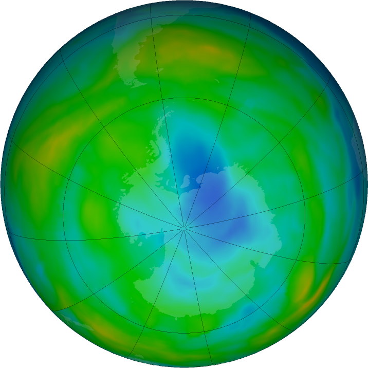 Antarctic ozone map for 28 June 2024